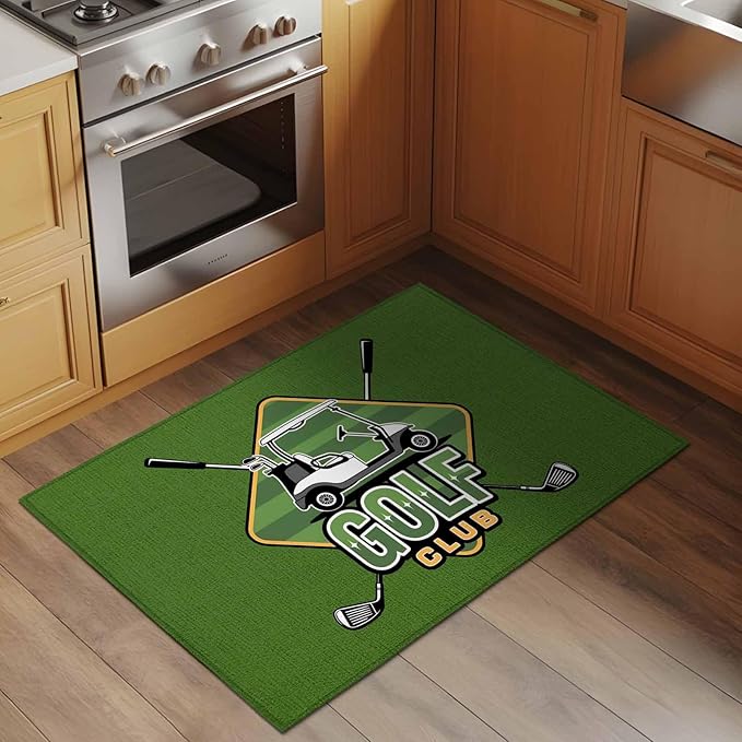 Area Rug 2x3ft, Golf Club Sports Washable Rugs for Living Room Bedroom, Green Soft Non-Slip Area Rugs Rectangle Floor Carpet for Dining Room