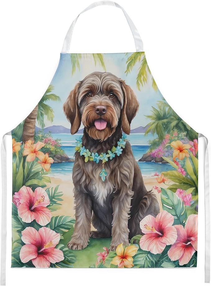 Caroline's Treasures Wirehaired Pointing Griffon Luau Apron Cooking Kitchen Server Baking Crafts Gardening for Adult Women Men, Unisex, Large, Multicolor