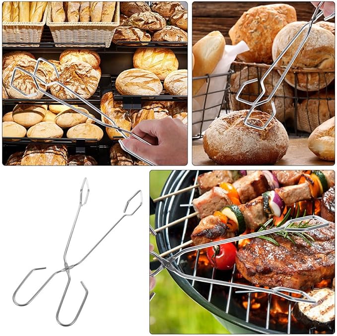 SHOWERORO Bbq Tongs Medium Size Cooking Tongs Food Clamp for Grilling Bread Steak Vegetables Non-slip Kitchen Utensils for Home and Outdoor Barbecue