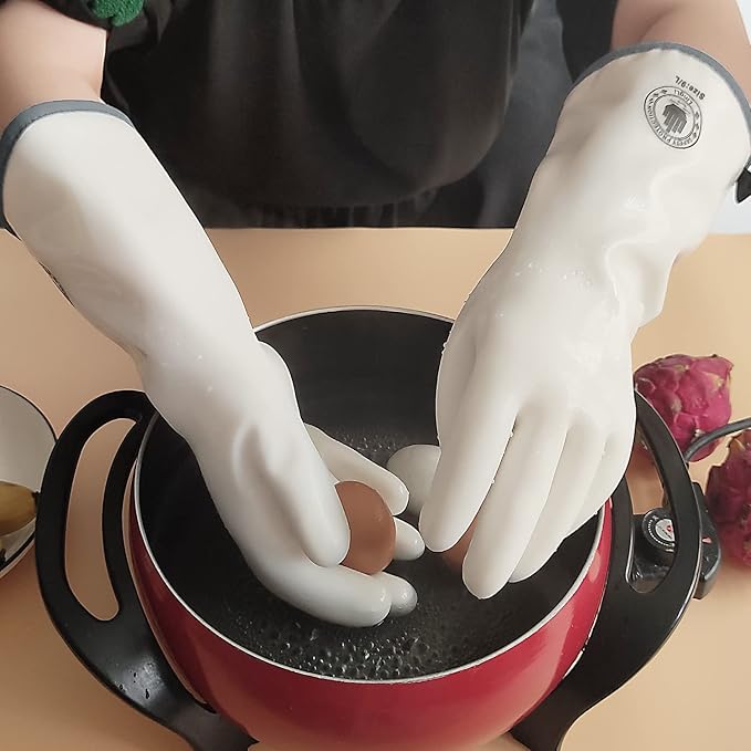 Barbecue Mitts, Silicone Oven Gloves, Heat Resistant Oven Gloves with Fingers, Kitchen Oven Mitts Smoker Gloves for Baking, Grilling, Cooking, Food Grade, Waterproof (7)