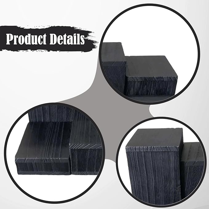Colaxi 6x Wooden Square Perfume Holders Cupcake Rustic Jewelry Racks Display Stands for Cabinets Bedroom Collectibles Kitchen , Black