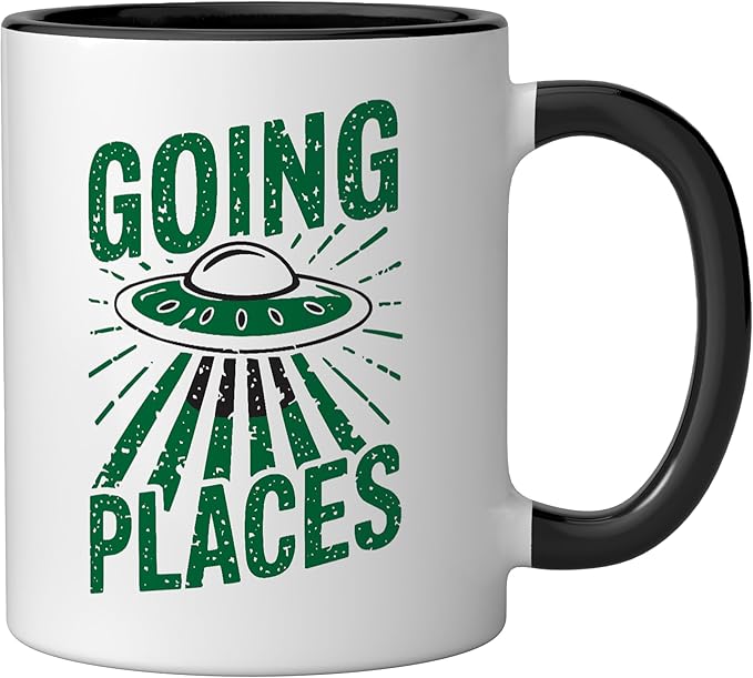 Alien Lover Conspiracy Theory Scifi Extraterrestrial UFO Ceramic Mug, Black/White