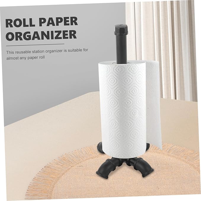 COHEALI Vintage Iron Paper Towel Holder Stand Base for Kitchen Countertop Industrial Style Roll Paper Organizer Farmhouse Decor
