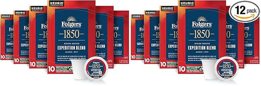 Folgers 1850 Expedition Blend Medium Roast Coffee, 60 Keurig K-Cup Pods (Pack of 2)