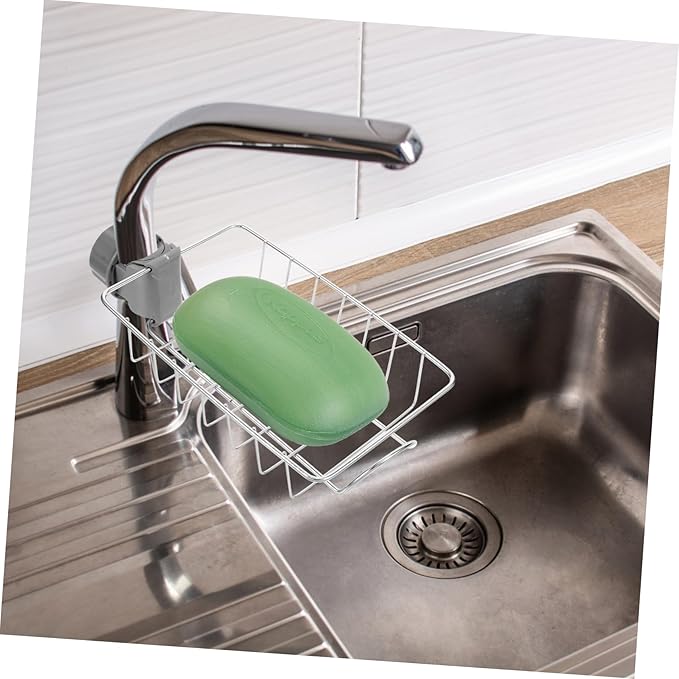 ABOOFAN Adjustable Faucet Drain Storage Rack Silver Sponge Organizer for Kitchen Sink Removable Fixture for Easy Installation Keeps Dishcloths Dry and Organized
