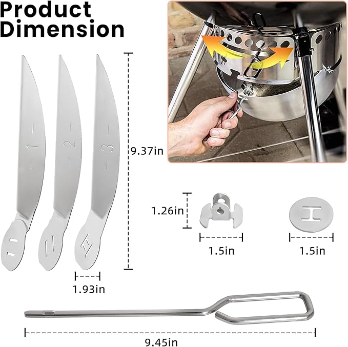 18-1/2 Inch Grill One-Touch Cleaning System Kit Compatible with Weber Kettle Grill 7443 90719 - Grill Parts Replacement for Weber Charcoal Grill 31001, 441001, 441004, 451001, 451004