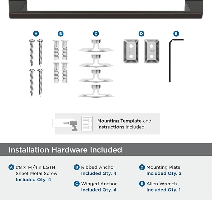 Amerock BH36003ORB | Oil Rubbed Bronze Towel Bar | 18 in (457 mm) Towel Rack | Blackrock | Bathroom Towel Holder | Bathroom Hardware | Bath Accessories