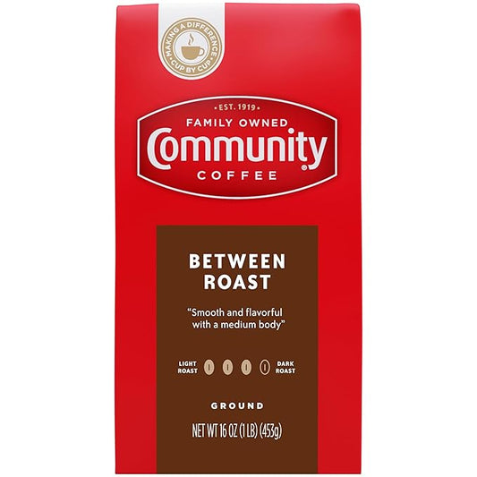 Community Coffee Between Roast Premium Ground Coffee Vacuum Packed- 16 Ounce Bag (Pack of 1)