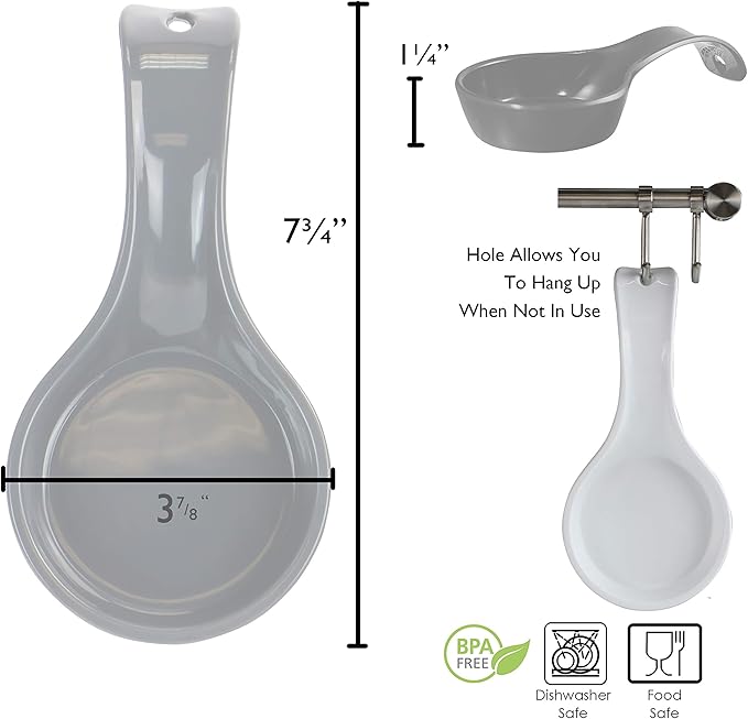 Reston Lloyd Kitchen Counter Utensil Spoon Rest, Ladles, Spaghetti Forks, & Spatulas, Durable BPA-Free Plastic – Dishwasher Safe, Décor, Space Saving Hanging Hole on Handle, Plum