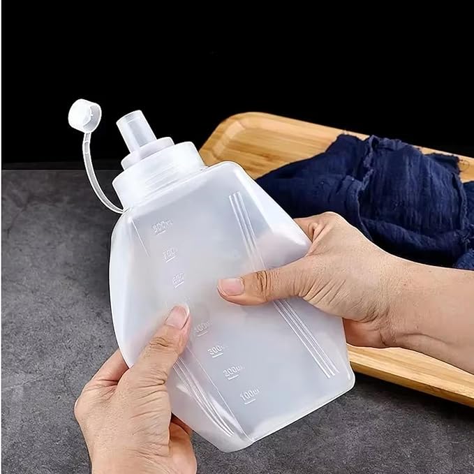 Sauce Storage Bottles, Refillable Dispenser Set, Wide Mouth Fixture with Leak Proof Build, Large Container with Scale Details, 2.95x2.95x9.84 inches Kitchen Accessory, Household Organizer for Salad