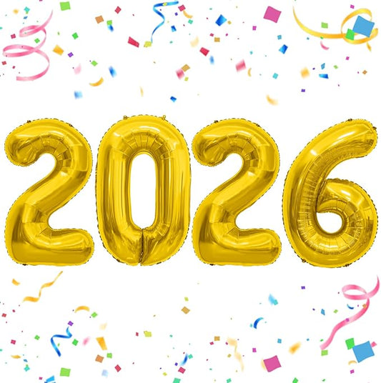 2026 Gold Foil Numbers Balloons(40 Inch) Graduation Decorations Senior Class of 2026 Balloons Happy New Years Eve Party Supplies 20 26 Signs Props Birthday Anniversary Wedding Festival Ornament Decor