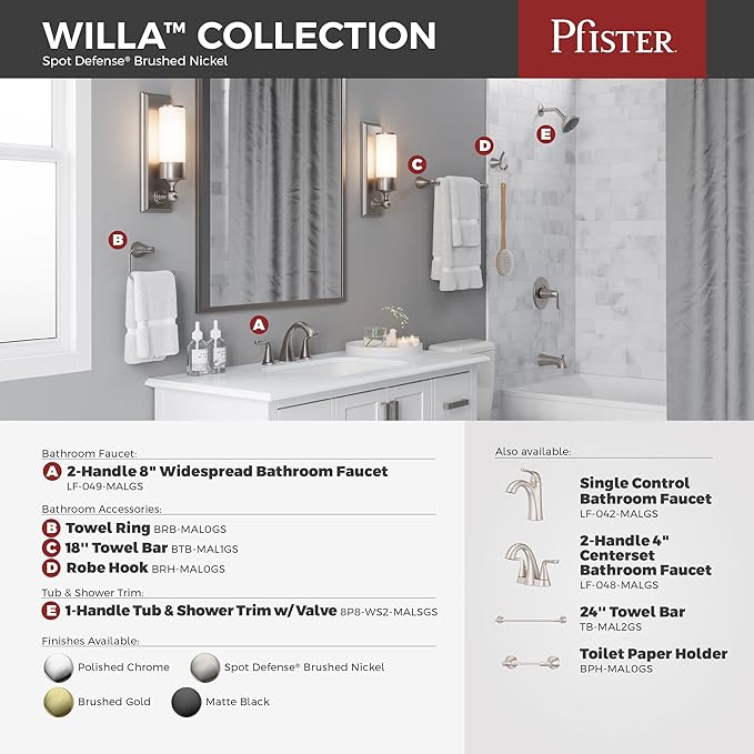 Pfister Willa Towel Ring, Hand Towel Holder for Bathroom, Wall-Mounted, Screw-in, Matte Black Finish, BRBWLL0B