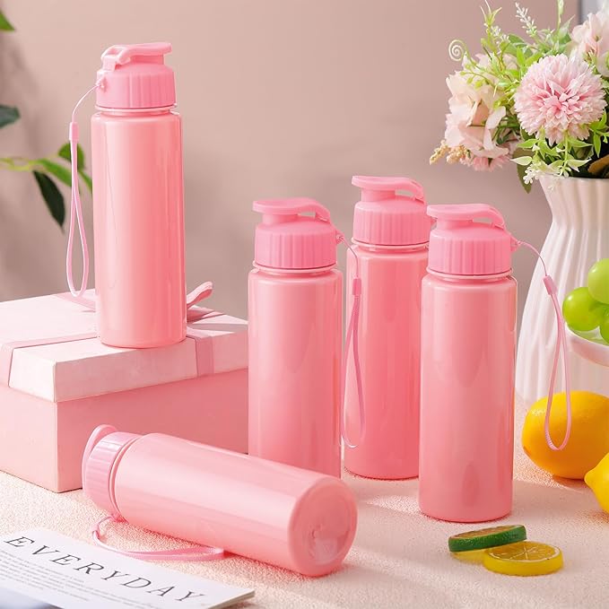 Mifoci 20 Pieces Water Bottle Bulk 17 oz Plastic Water Bottles Bulk Gym Sports Adults Reusable Large Bottles with Leak Proof Flip Top for Party Outdoor (Solid Pink)