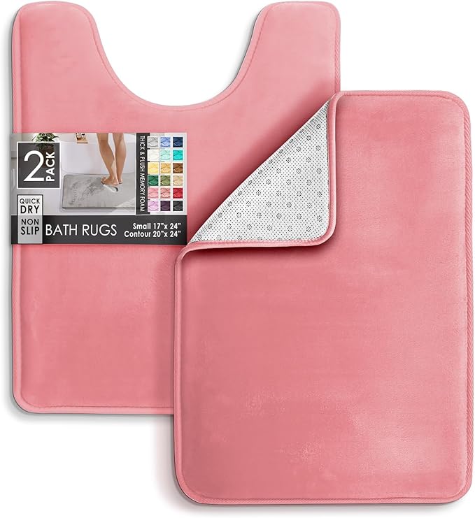 Clara Clark Bathroom Rugs, Velvet Memory Foam Bath Mat, Non-Slip Bath Rugs, Machine Wash, Dries Quickly, Ultra Soft Plush Bath Mats for Bathroom,
