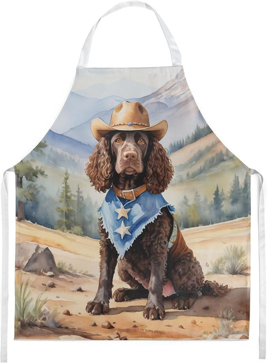 Caroline's Treasures American Water Spaniel Cowboy Welcome Apron Cooking Kitchen Server Baking Crafts Gardening for Adult Women Men, Unisex, Large, Multicolor