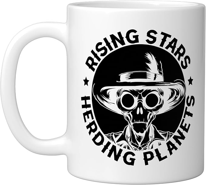 Alien Lover Flying Saucer UFO Extraterrestrial Cowboy Ceramic Mug, White