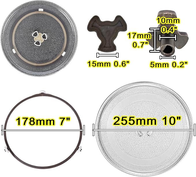 Microwave Glass Turntable Plate With 3 Fixtures, Microwave Glass Plate De Replacement Microwave Plate, 245mm 255mm 270mm Diameter, Microwave Glass Tray, Heat Resistance, Easy To Care For
