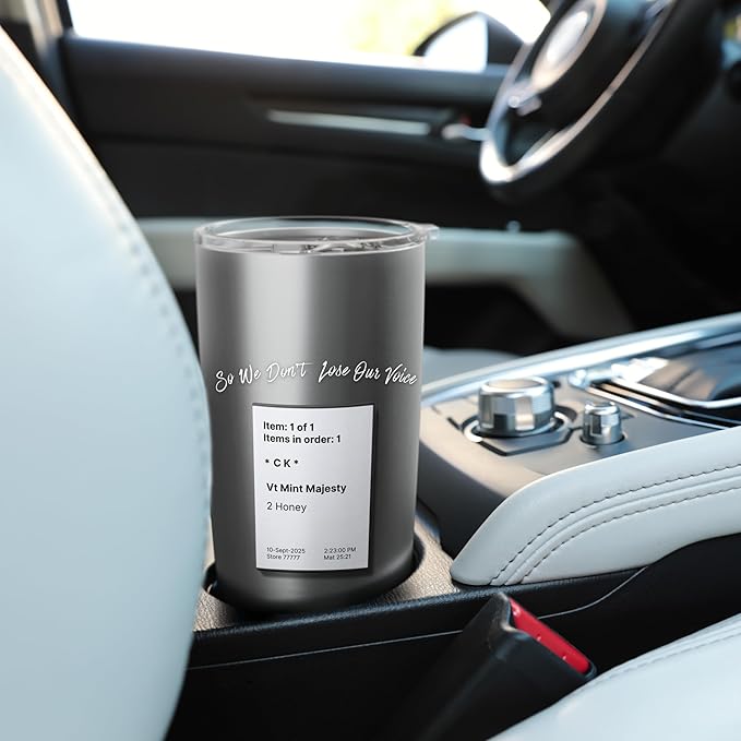 So We Don't Lose Our Voice Mint Majesty Tea Order Tea Label Stainless Steel Insulated Tumbler
