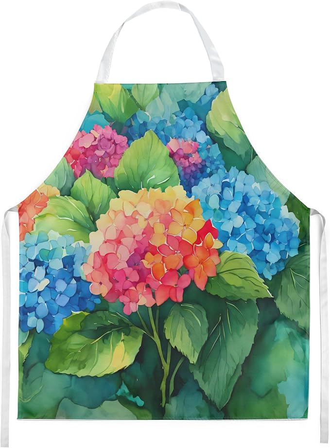 Caroline's Treasures Hydrangeas in Watercolor Apron Cooking Kitchen Server Baking Crafts Gardening for Adult Women Men, Unisex, Large, Multicolor