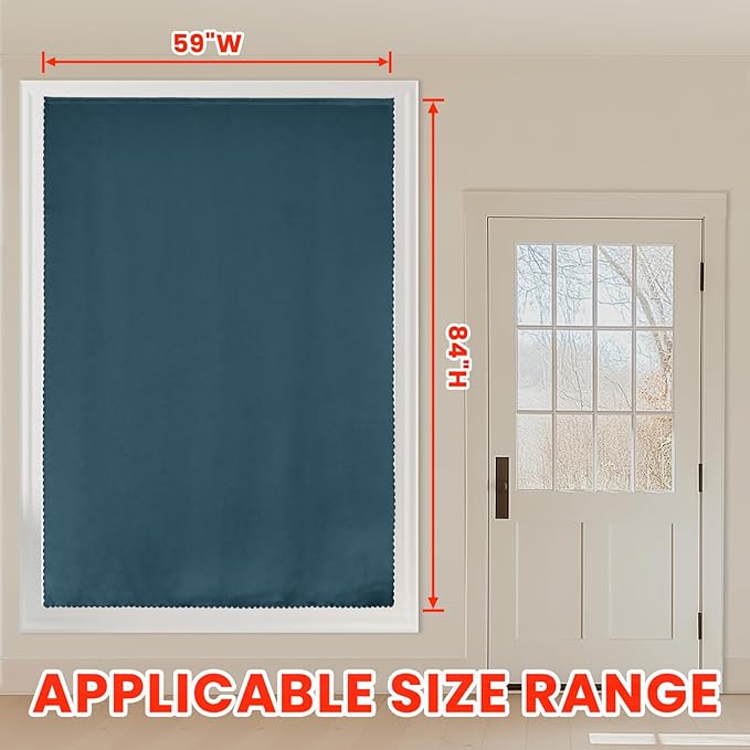 AJAZZ self Adhesive Portable 100% Blackout Curtains Simple and Easy to installBedroom Window Thermal Lnsulated Kitchen Room Darkening Black Small Drapes 1-Pack