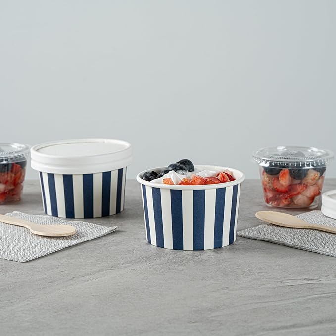 Restaurantware Blue 200 Count To Go Cup Disposable 3 x 3 x 1.8 Inches Paper Mini Cup Grease-Resistant Cup Recyclable Durable Design, Lids Sold Separately