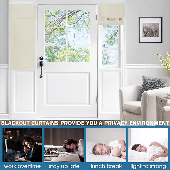 WdFour Classroom Door Window Cover,Blackout Shades for Classroom Windows and Doors，Privacy,Room Darkening Design Blocks Views, Classroom Window Cover Lockdown. 12W x 40L Inches, 1 Panel, Oatmeal