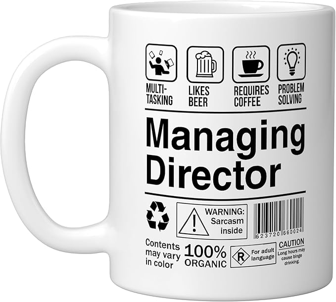 Managing Director Funny Sarcastic Label Ceramic Mug, White