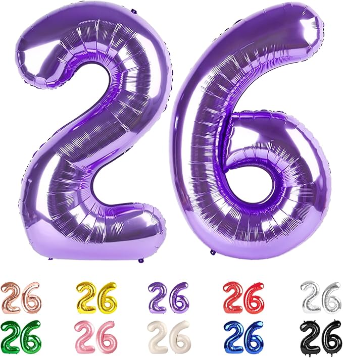 Numbers 26 Balloons, 26 Balloons, 26th Purple Party Decorations 40 In Big 26th for Girl Boys Engagement, Wedding, Celebration Party, Graduations, Photo Shoot