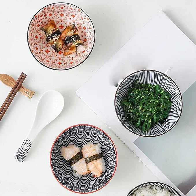 Bowls for Kitchen Household Rice Bowl Ceramic Tableware Minimalist Style Underglaze Relief Kitchenware Porridge Bowl Small (Color : K) (E)