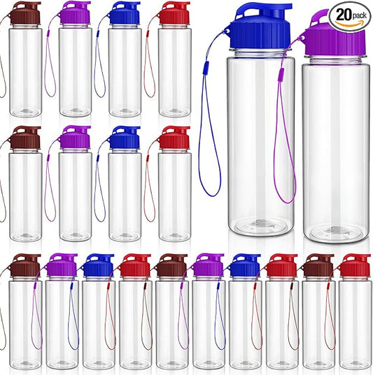 Mifoci 20 Pieces Water Bottle Bulk 17 oz Plastic Water Bottles Bulk Gym Sports Adults Reusable Large Bottles with Leak Proof Flip Top for Party Outdoor (Pastel Colors)
