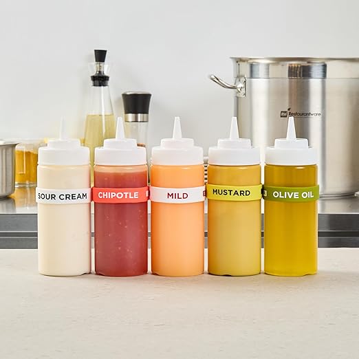 Restaurantware Silicone Squeeze Bottle Band 10 Count 2.75 Inch Dishwasher Safe Condiment Identification Band, Mild White Non-Slip Label Band for Condiment Labeling at Restaurants, Food Trucks