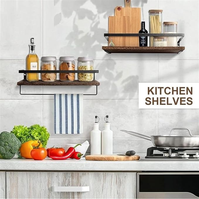 Spice Racks Floating Shelves Wall Mounted Spice Shower Shampoo Makeup Stand Holder Kitchen Bathroom Storage Rack With Towel Bar