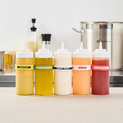 Restaurantware Silicone Squeeze Bottle Band 10 Count 2.75 Inch Dishwasher Safe Condiment Identification Band, Sour Cream White Non-Slip Label Band for Condiment Labeling at Restaurants, Food Trucks