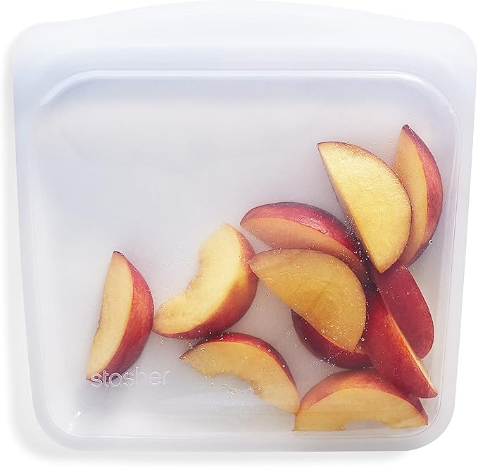 Stasher Silicone Reusable Storage Bag, Sandwich Bags, Reusable Freezer Bag, Microwave, Dishwasher, Oven Safe, Sous Vide, Premium Lunch Container, Eco Friendly, Food Storage Bags, 28 oz, Clear | Reusable Food Bag