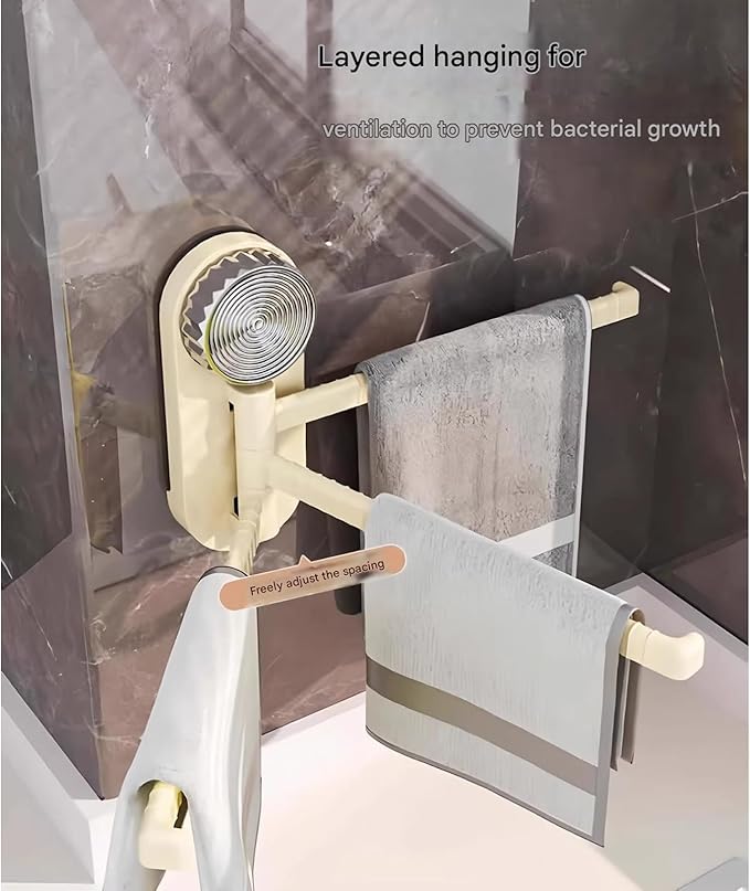 Suction Cup Rotating Towel Rack for Bathroom Wall-mounted Hook Kitchen Hanger for Effective Tool Storage Cabinet Mounted Towel Rack
