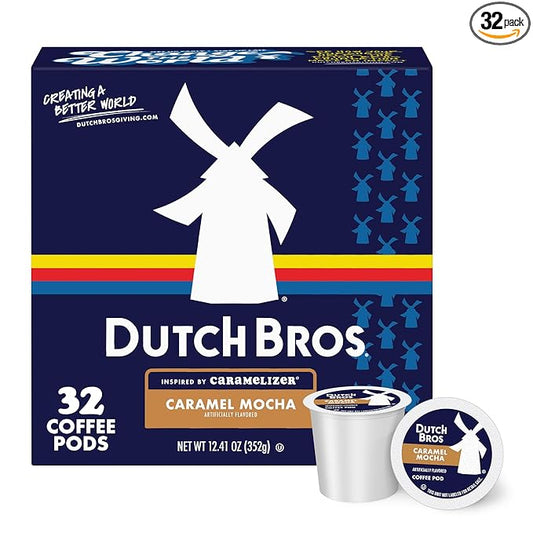 Dutch Bros Caramel Mocha Flavored Coffee inspired by Caramelizer®, 32 Count, Medium Roast, Single Serve Coffee Pods for Keurig K-Cup Brewers
