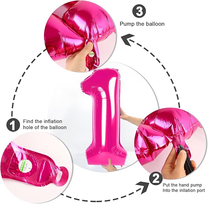 Numbers Balloon 3, 40 Inch Large Hot Pink Balloon for Three Year Old Birthday Decor, 3 13 30 31 Birthday Party Decorations for Wedding Supplies