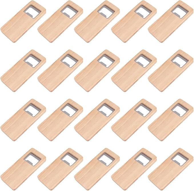 Y31A 20Pcs Wood Beer Bottle Opener Wooden Handle Corkscrew Stainless Steel Openers Bar Kitchen Accessories Gift