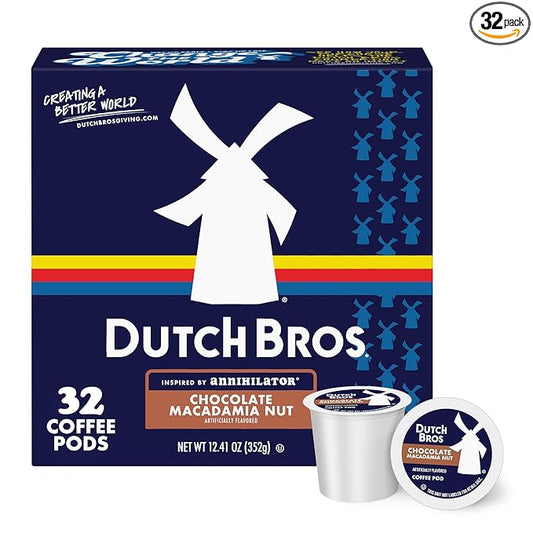 Dutch Bros Chocolate Macadamia Nut Flavored Coffee inspired by Annihilator®, 32 Count, Medium Roast, Single Serve Coffee Pods for Keurig K-Cup Brewers