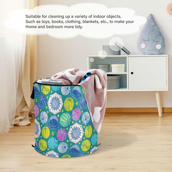 Cute Cartoon Rainbows laundry basket folding and waterproof baskets for organizing with sturdy handle round Decorativas utility for baby towel towel guarda ropa para cuarto