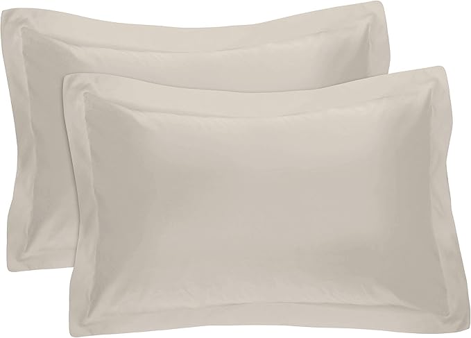 FRESH IDEAS Poplin Tailored 2-Pack Pillow Sham, Standard, Ivory