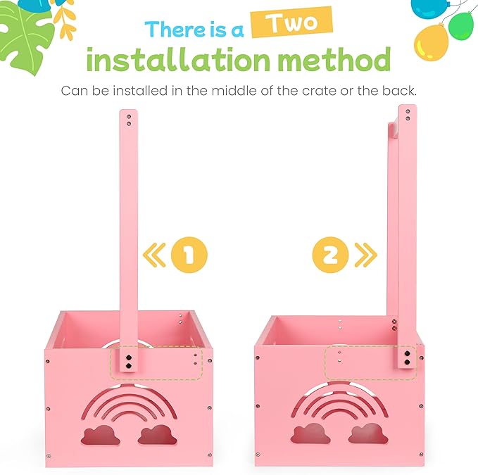 Wooden Baby Shower Crate Closet – with Handle, Smooth Surface & Round Edges – Textured Natural Wood - New Born Welcome Gift Hamper for Boys & Girls - Pregnancy Gifts for New Parents (Baby Pink)