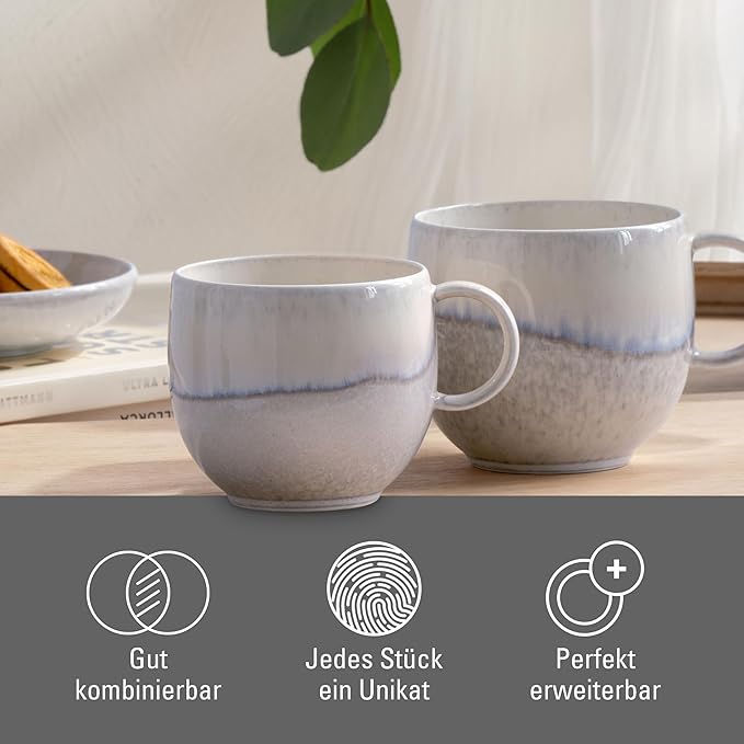 like. by Villeroy & Boch Perlemor Sand Small Mug with Handle, Premium Porcelain, Made in Germany, 7 oz Capacity, 4.5 x 3.5 x 3 in