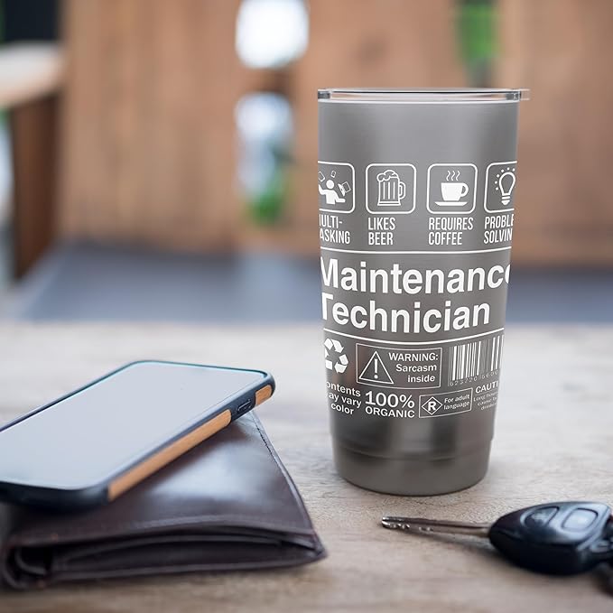 Maintenance Technician Funny Description Label Stainless Steel Insulated Tumbler