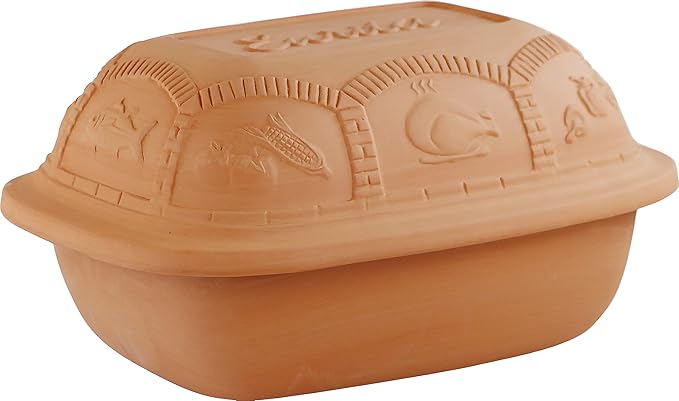 Eurita Clay Roaster, 4 Quart, 3.78 Litres, Non-Stick Earthenware, Toxin-Free, Healthy Clay Pot Cooking, Versatile Cooking Dutch Oven, Digital Recipe and Instructions Included