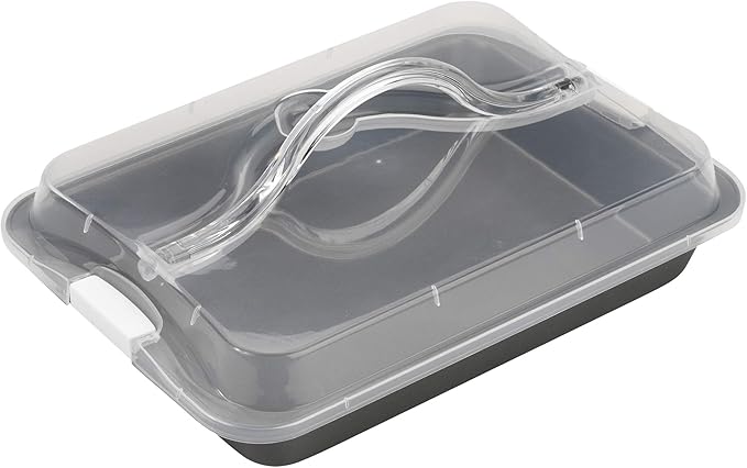 GoodCook Everyday Nonstick Steel Bake-N-Take Oblong Pan, 9 x 13 Inch with Lid, Gray