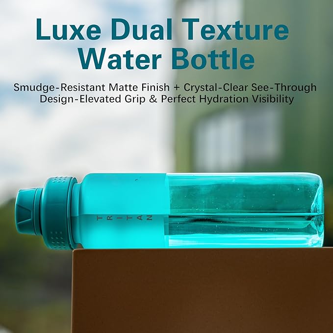 OLDLEY 32oz Frosted Clear Water Bottle, BPA-Free Tritan Plastic Reusable Water Bottle with Fast-Flow Spout Lid, Wide Mouth Leakproof Sports Drinking Bottle for Gym, School, Office, Travel,Cerulean