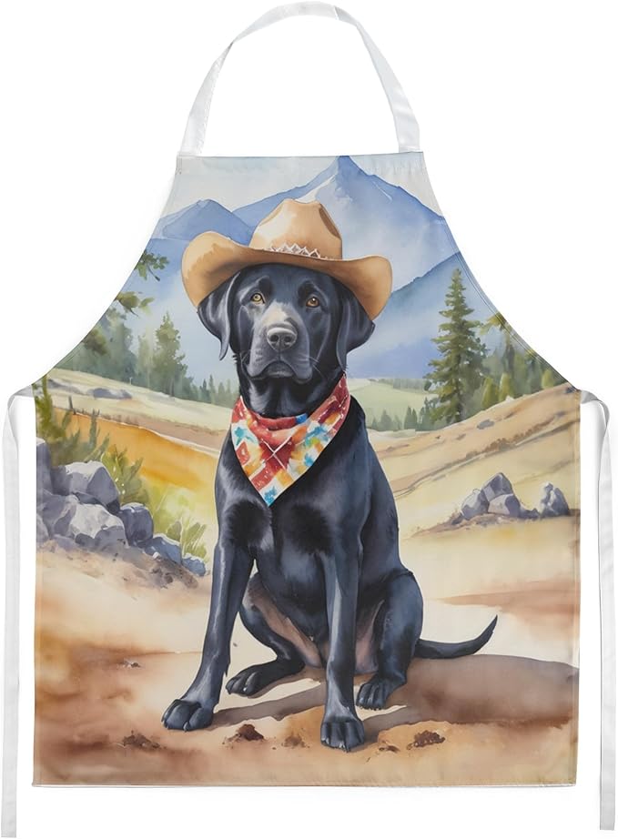 Caroline's Treasures Labrador Retriever Cowboy Welcome Apron Cooking Kitchen Server Baking Crafts Gardening for Adult Women Men, Unisex, Large, Multicolor