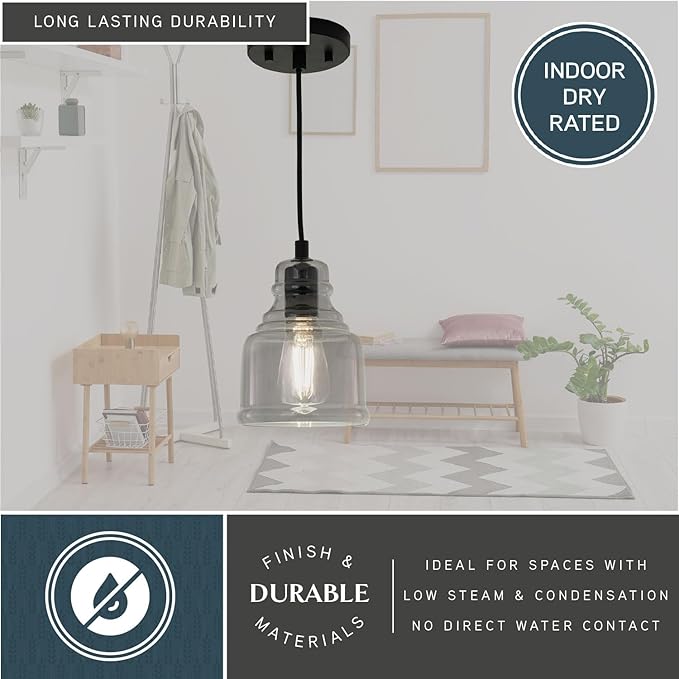 VAXCEL Millie Matte Black Mini Pendant Ceiling Light Smoke Gray Bell Glass