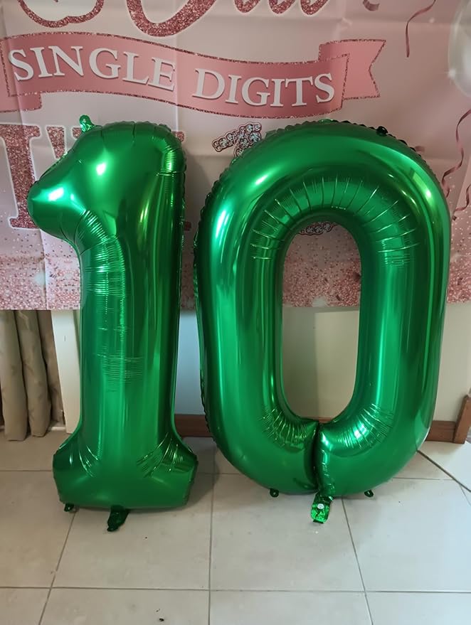 20 Number Balloons, Dark Green Big Number Balloons for Women Men, 40 Inch Digital Balloon for 20th Happy Birthday Decoration Supplies Anniversaries Graduation